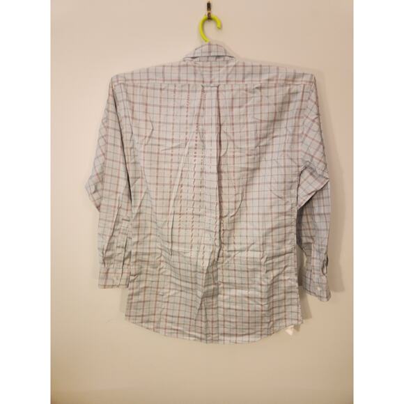 Overton Shirt Mens Large Blue Plaid Long Sleeve 100% Cotton Preppy Wrinkle Free - Picture 5 of 11